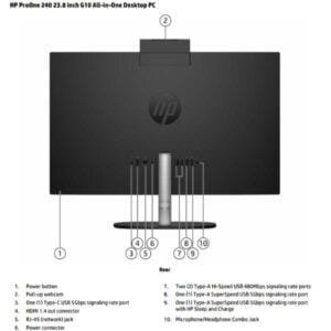 HP ProOne 240 G10 All in One Intel Core i3-N300 8GB DDR4 256GB SSD 23.8 Full HD UHD Graphics Wi-Fi 6 Bluetooth Windows 11 Pro Bianco