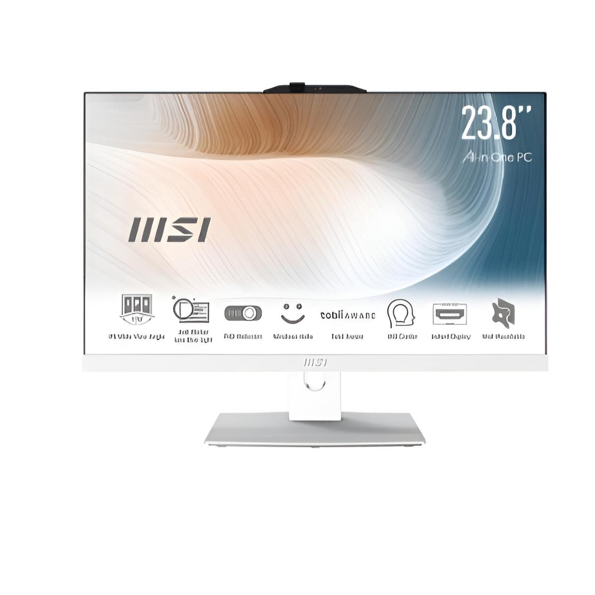 MSI Modern AM242TP 1M-1245IT All-in-One 23.8" Touch – Intel Core i5-120U, 16GB DDR4, 512GB SSD, Iris Xe Graphics, Wi-Fi 6, Windows 11 Pro, Bianco