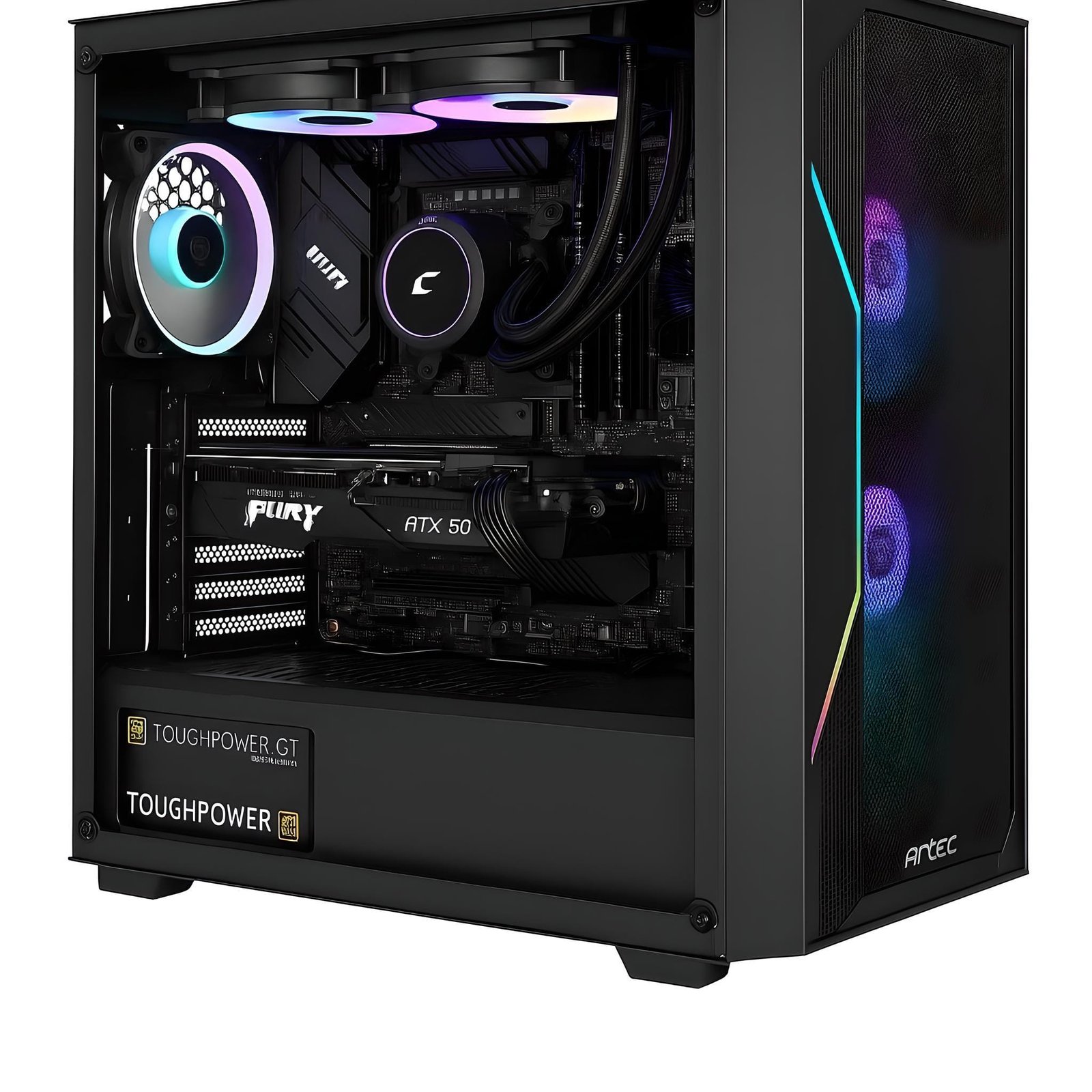 PC Expert I5 14400 con RTX 3050, 16GB DDR4, SSD NVMe 1TB, dissipatore AIO 360 ARGB, alimentatore 750W Gold e case Antec AX61 Elite