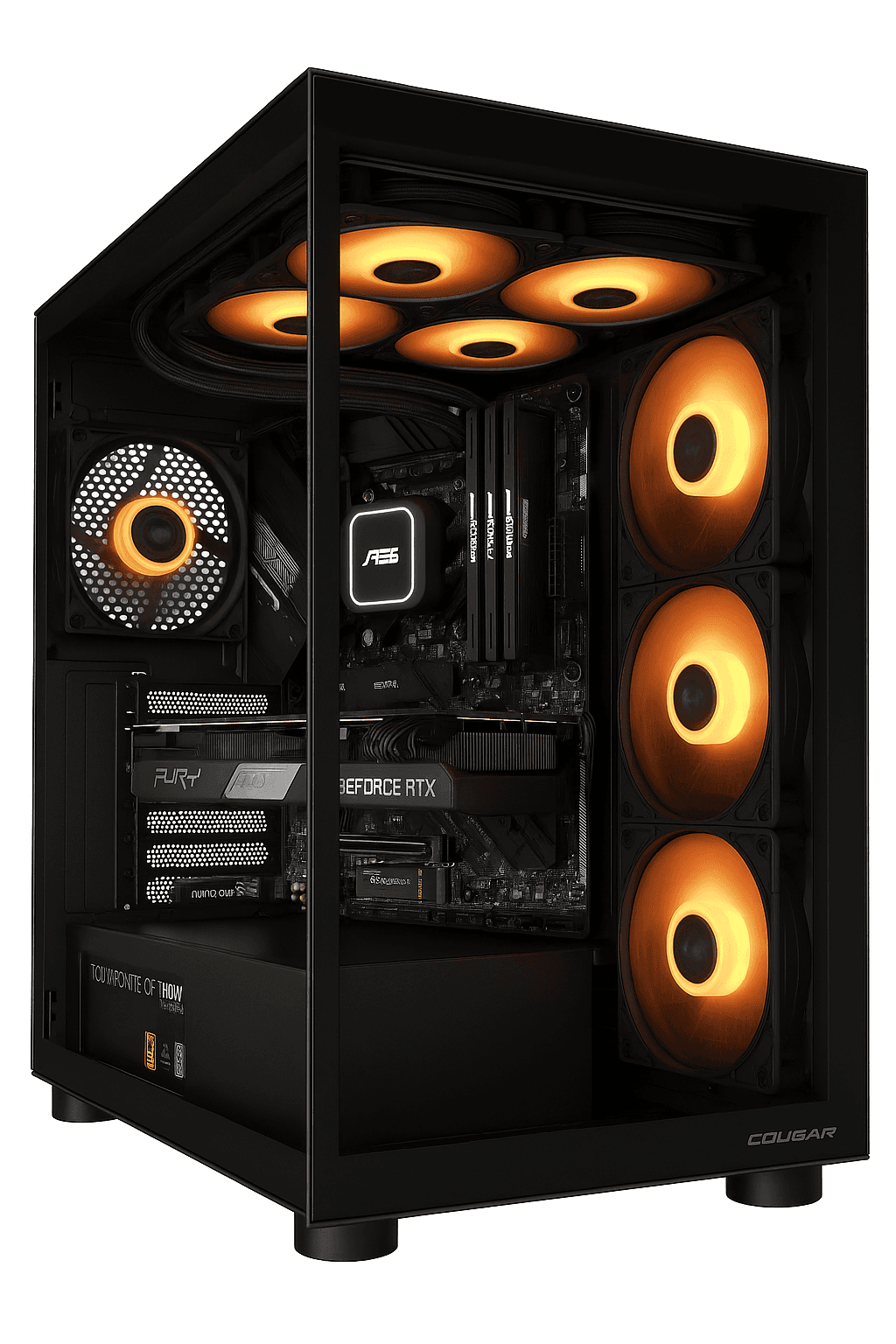 PC EXPERT I5 14600KF scheda grafica RTX 4060 Ti, RAM DDR5 16GB, SSD 1TB NVMe, dissipatore a liquido 360mm ARGB, alimentatore 750W Gold e case Cougar FV150