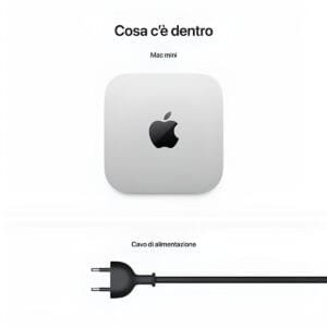 Apple Mac mini M4 – Chip M4 con CPU 10-core e GPU 10-core, 24GB unificati, SSD 512GB, Wi-Fi 6E, macOS Sequoia, design compatto