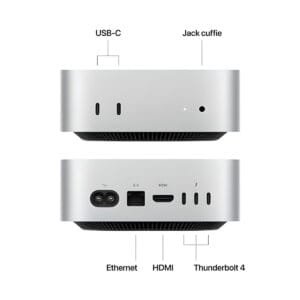 Apple Mac mini M4 – Chip M4 con CPU 10-core e GPU 10-core, 24GB unificati, SSD 512GB, Wi-Fi 6E, macOS Sequoia, design compatto