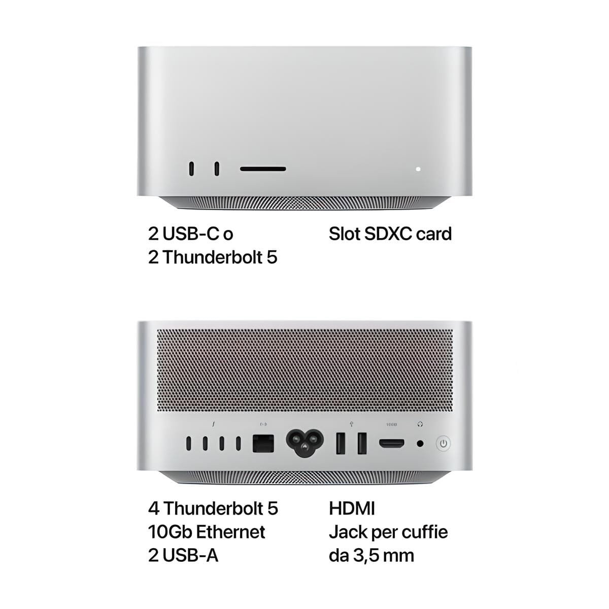 Mac Studio Apple M4 Max – Mini PC con CPU 14-core, GPU 32-core, 36GB RAM DDR5, SSD 512GB NVMe, Wi-Fi 6E, macOS Sequoia, Thunderbolt 5 e supporto fino a 6 display esterni - immagine 3