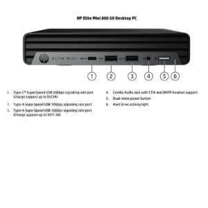 Elite Mini 800 G9 – Intel Core i5-14500 fino a 4.6GHz, UHD Graphics 770, RAM DDR5 16GB espandibile 64GB, SSD NVMe 512GB, Wi-Fi 6, Windows 11 Pro, garanzia 3 anni onsite**