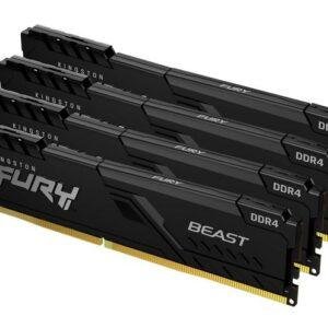 Kingston FURY Beast 64GB DDR4-3200 CL16 (Kit 4x16GB) – RAM Desktop Gaming e Workstation, Dissipatore Low Profile, Intel XMP 2.0 e Supporto AMD Ryzen
