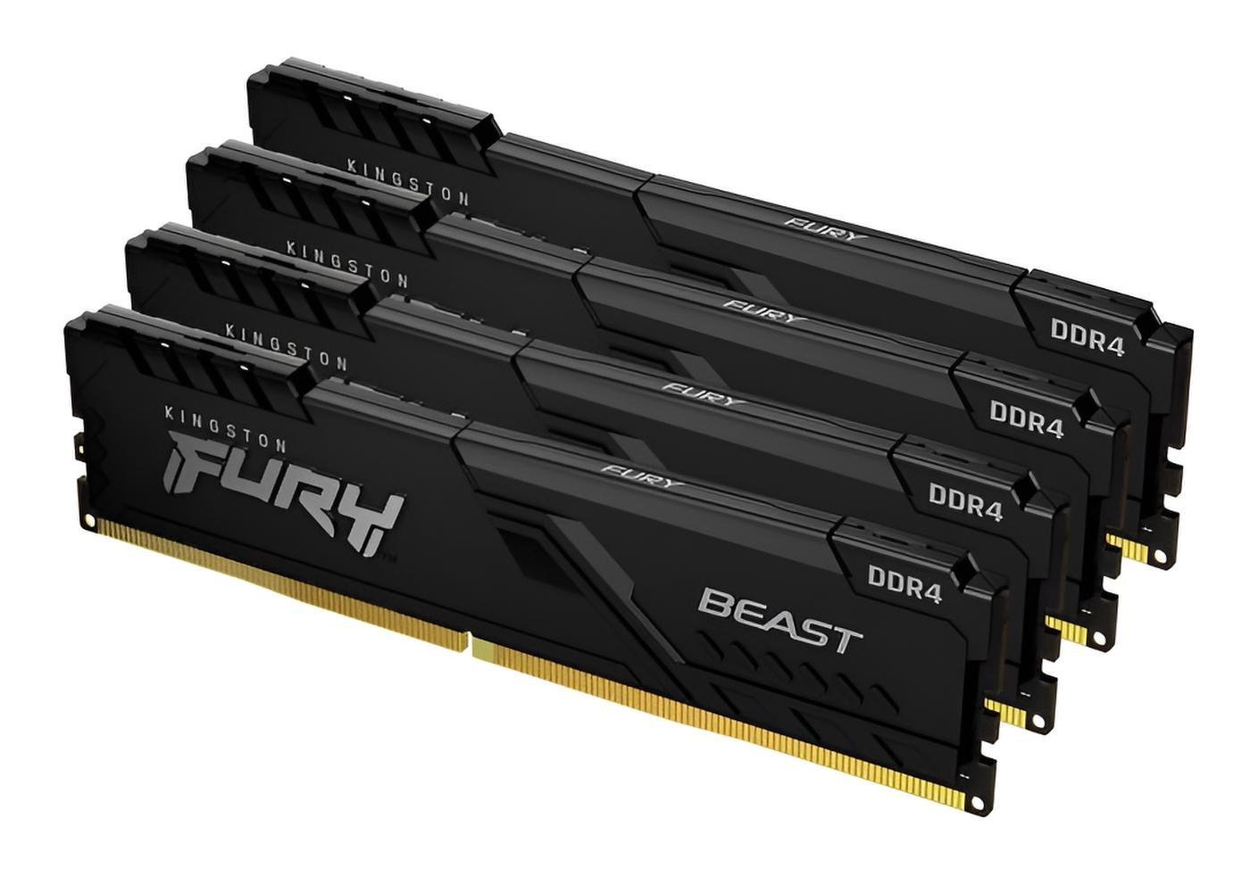 Kingston FURY Beast DDR4 128GB 3200MHz CL16 kit 4x32GB con dissipatore low profile, memoria ad alte prestazioni per gaming e workstation professionali