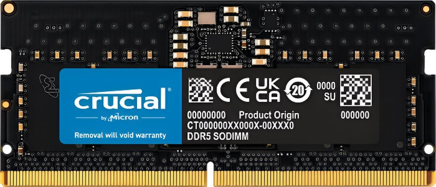 Modulo RAM Crucial 8GB DDR5 4800MHz SO-DIMM 262-pin CL40 per laptop e mini PC, memoria unbuffered non ECC