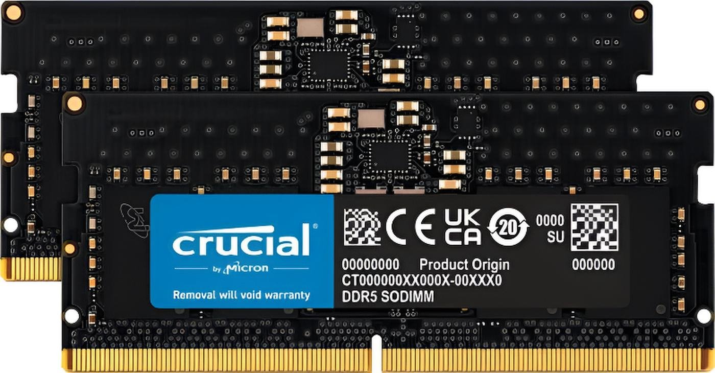 Kit RAM Crucial 16GB DDR5 4800MHz SO-DIMM 2x8GB 262-pin CL40 per laptop e mini PC, memoria unbuffered non ECC