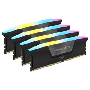 Corsair VENGEANCE RGB 64GB (4x16GB) DDR5 6400MHz CL32, kit RAM ad alte prestazioni con dissipatore nero e illuminazione RGB personalizzabile per PC gaming e workstation