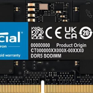 Modulo RAM Crucial 16GB DDR5 5600MHz SO-DIMM 262-pin CL46 per laptop e mini PC, memoria unbuffered con On-Die ECC