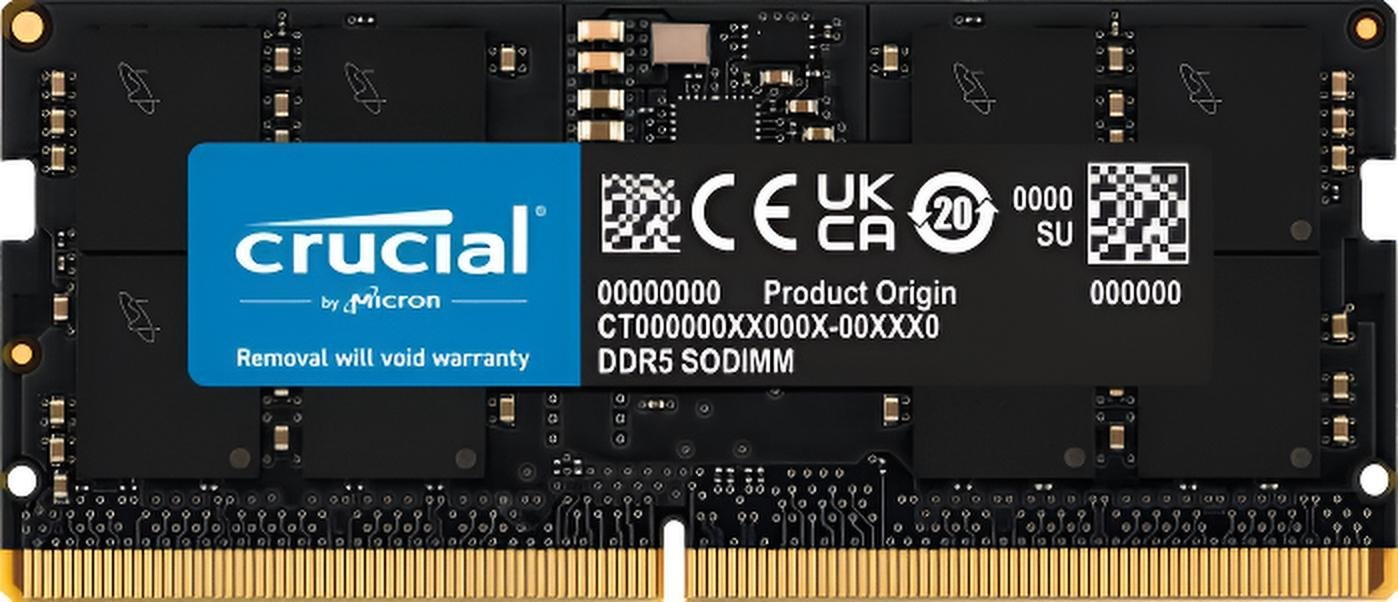 Modulo RAM Crucial 16GB DDR5 5600MHz SO-DIMM 262-pin CL46 per laptop e mini PC, memoria unbuffered con On-Die ECC