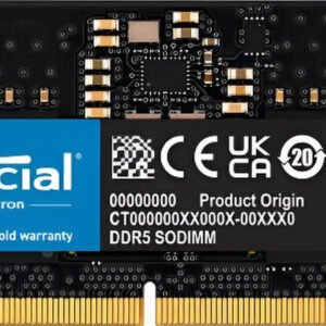 Modulo RAM Crucial 8GB DDR5 5600MHz SO-DIMM 262-pin CL46 per laptop e mini PC, memoria unbuffered con On-Die ECC