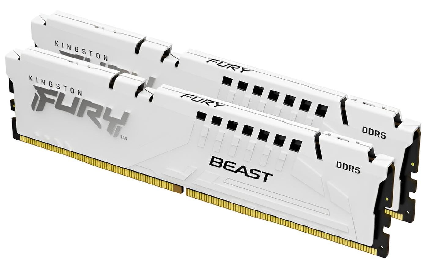 Kingston 32GB DDR5 6000MT/s CL30 FURY Beast White XMP, kit RAM 2x16GB per PC gaming ad alte prestazioni