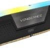Corsair VENGEANCE RGB DDR5 16GB 5600MHz CL40 con dissipatore nero e illuminazione RGB dinamica a 10 zone.