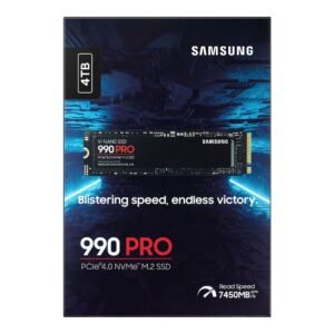 Samsung SSD 990 PRO 4TB M.2 PCIe 4.0 x4 NVMe 2.0, fino a 7450 MB/s, Lettura/Scrittura 6900 MB/s, SSD Interno per PC Desktop e Notebook-MZ-V9P4T0BW-CG