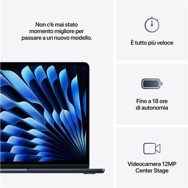 MacBook Air 13" M4, CPU 10-core, GPU 10-core, 16GB RAM, 512GB SSD, Liquid Retina 13.6", macOS Sequoia, Blu Notte - immagine 6