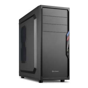 Cabinet Gaming Midi Tower ATX con design pulito, 2 porte USB 2.0 frontali, 1 ventola 120mm inclusa, supporto GPU 385mm, colore nero