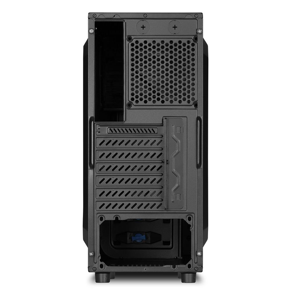 Cabinet Gaming Midi Tower Design pulito con supporto ATX/Micro-ATX/ITX, 2 porte USB 2.0, 1 ventola posteriore 120mm inclusa, gestione cavi ottimizzata, nero - immagine 4