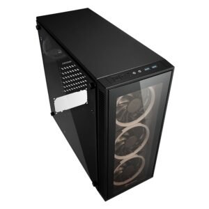 Cabinet Gaming Mid-Tower ARGB – Vetro temperato, 4x120mm ARGB Ring Fan con controller, supporto GPU 375mm, gestione cavi ottimizzata, ATX/Micro-ATX/Mini-ITX, Nero