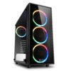 Cabinet Gaming Mid-Tower nero con vetro temperato, 4 ventole ARGB Ring da 120mm, controller incluso, supporto GPU fino a 375mm e dissipatori CPU 160mm