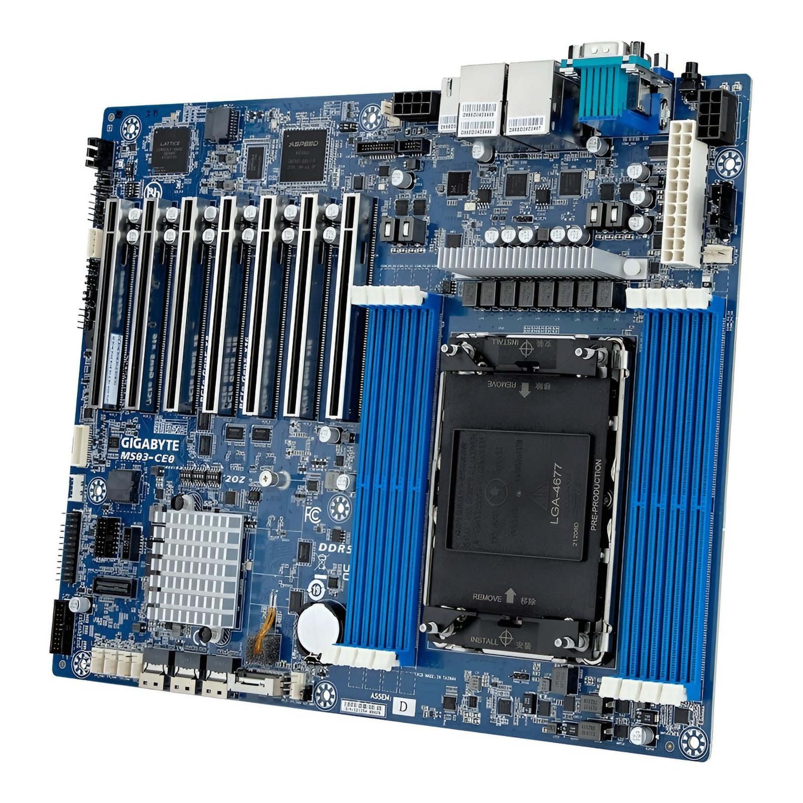 Scheda madre server GIGABYTE MS03-CE0 ATX single socket Xeon LGA4677 con DDR5 ECC REG, PCIe Gen5, 2x1GbE Intel e controller AST2600