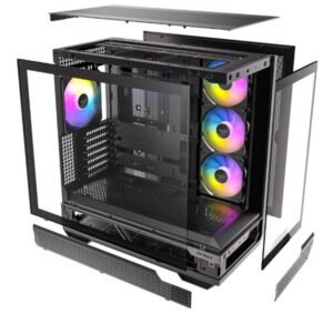 CABINET Antec C7 ARGB Mid Tower Gaming, vetro temperato, pannelli mesh magnetici, supporto E-ATX, 6 alloggiamenti HDD/SSD, USB-C