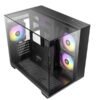 Cabinet CX600M TRIO ARGB nero con vetro temperato, illuminazione RGB, supporto Micro-ATX e ITX, porte USB 3.0 e Type-C