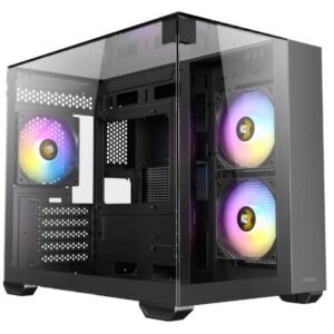 Cabinet CX600M TRIO ARGB Nero con Pannello in Vetro Temperato, Illuminazione RGB, Supporto Micro-ATX e ITX, USB 3.0, Tipo-C, Filtri Antipolvere e Design Compatto Moderno