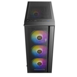 Cabinet AX65 ARGB – Case Mid-Tower ATX/Micro-ATX/Mini-ITX, nero con pannello in vetro temperato, 3 slot HDD/SSD, USB 3.0 frontale