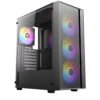 Cabinet AX65 ARGB Mid-Tower nero con pannello laterale in vetro temperato, compatibile ATX/Micro-ATX/Mini-ITX, USB 3.0 frontale e design ARGB