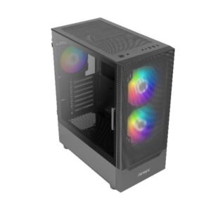 Cabinet NX410 Nero con Pannello in Vetro Temperato, Ventole ARGB Preinstallate, Supporto ATX, Micro-ATX e ITX, 7 Slot HDD, USB 3.0 Frontale, Gestione Cavi Ottimizzata e Design Gaming Moderno