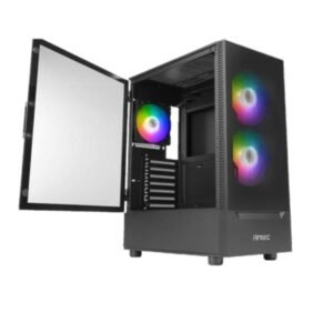 Cabinet NX410 Nero con Pannello in Vetro Temperato, Ventole ARGB Preinstallate, Supporto ATX, Micro-ATX e ITX, 7 Slot HDD, USB 3.0 Frontale, Gestione Cavi Ottimizzata e Design Gaming Moderno