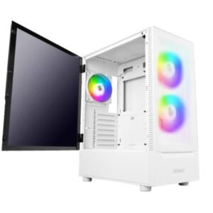 Cabinet NX410 WHITE Bianco con Pannello in Vetro Temperato, Ventole ARGB Preinstallate, Supporto ATX, Micro-ATX e ITX, 7 Slot HDD, USB 3.0 Frontale, Design Gaming Elegante e Moderno