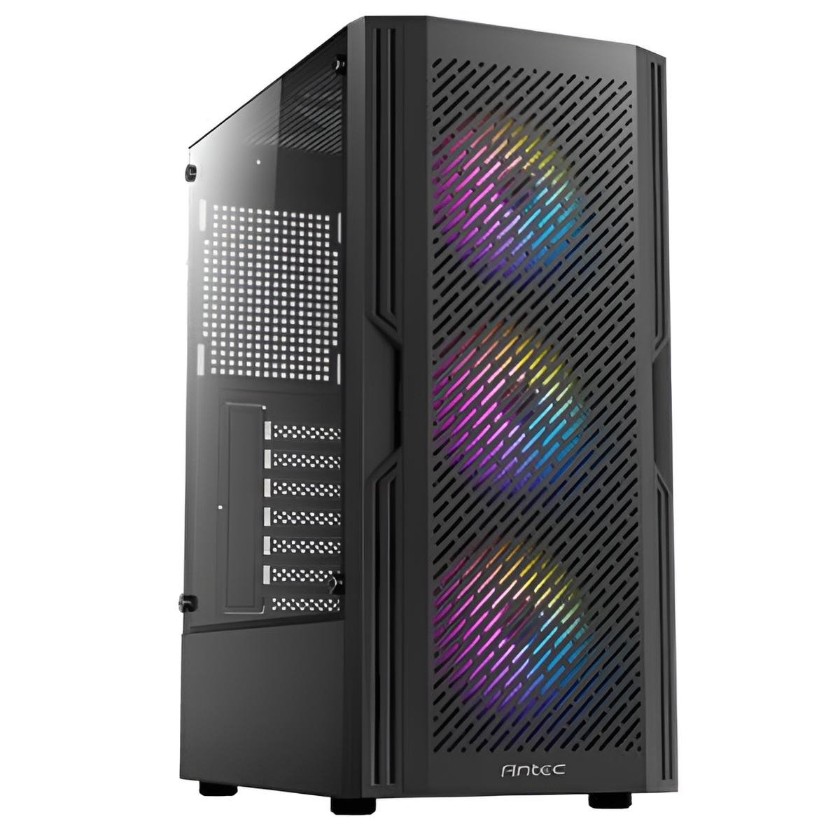 Cabinet AX27-RGB-ELITE Mid Tower ATX con vetro temperato, USB frontali, compatibilità ATX/Micro-ATX/ITX, colore nero