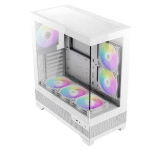 CX700 RGB Elite cabinet gaming ATX Mid Tower bianco con pannello in vetro temperato, illuminazione RGB e porta USB Type-C frontale