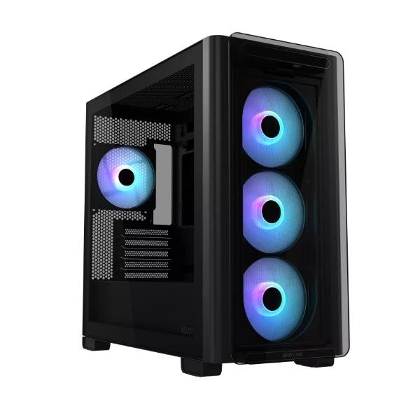 ASUS A23 PLUS Micro-ATX Cabinet Gaming con vetro temperato, 4 ventole ARGB preinstallate, supporto radiatori fino a 360mm, GPU 380mm e gestione cavi nascosta