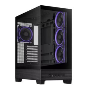 Cabinet A31 PLUS TG ARGB Black – Mid Tower ATX, pannello in vetro temperato, supporto ATX/Micro-ATX/Mini-ITX/BTF, ARGB, USB-C frontale, colore nero