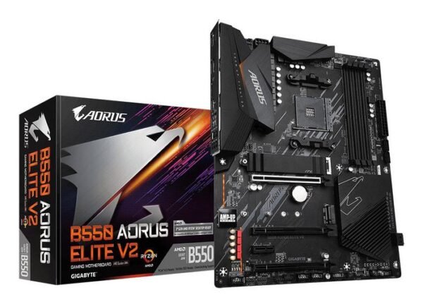 Gigabyte B550 AORUS ELITE V2 Motherboard - AMD Ryzen 5000 CPUs, 12+2 Phases VRM, up to 4733MHz DDR4, 1xPCIe 4.0 + 1xPCIe 3.0 M.2, 2.5GbE LAN, USB 3.2 Gen 2