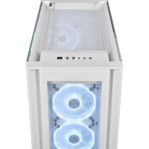 CABINET Corsair iCUE 5000X RGB QL Edition True White ATX Mid Tower, 4 Ventole QL120 ARGB, Vetro Temperato, USB-C