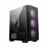MSI Micro ATX Case RGB nero con pannello acrilico, 4 ventole 120mm, filtro antipolvere e supporto raffreddamento liquido