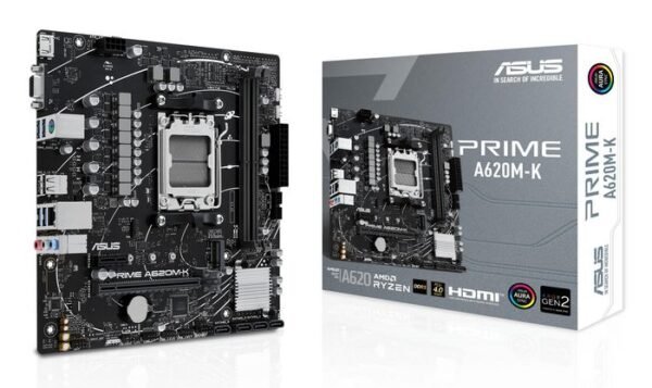 Asus AMD A620, AM5, 2 x DIMM DDR5, Gigabit Ethernet, 256 Mb Flash ROM, UEFI AMI BIOS, micro-ATX-W128563753-EET
