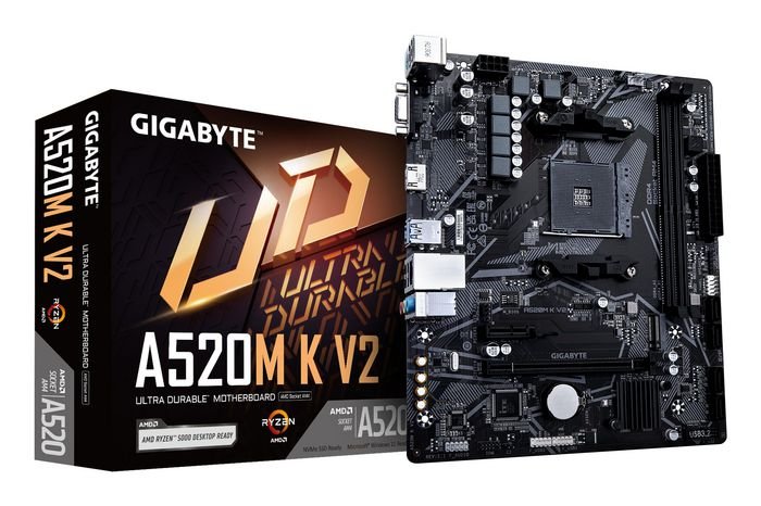 Scheda madre Gigabyte A520M K V2 micro ATX, socket AM4, supporto Ryzen 3000/5000, DDR4 fino a 64GB, HDMI, VGA, M.2 PCIe, LAN Gigabit