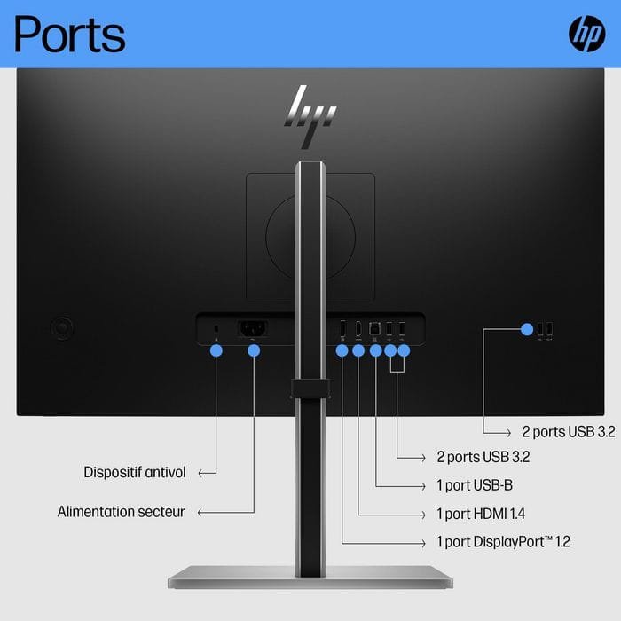 HP E27 G5 FHD Monitor 27" IPS Full HD 1920x1080 – Display Antiriflesso 75Hz, Flicker-Free, Low Blue Light, Ergonomico, USB Hub 3.2, Regolabile in Altezza e Pivot, Business Nero - immagine 5