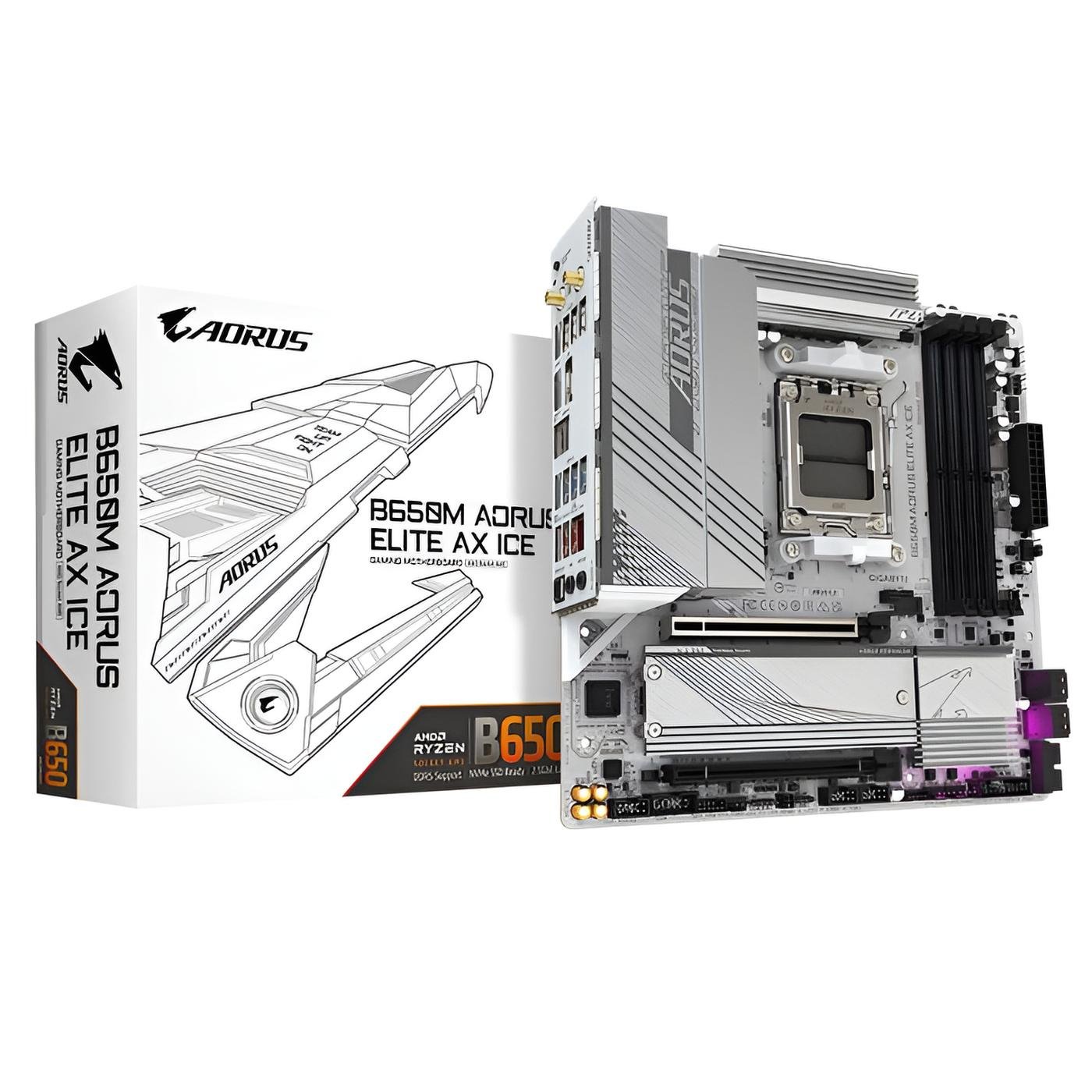 Gigabyte B650M AORUS ELITE AX ICE scheda madre micro-ATX AM5 con DDR5 fino a 256GB, PCIe 5.0, LAN 2.5GbE, Wi-Fi 6E e Bluetooth 5.3