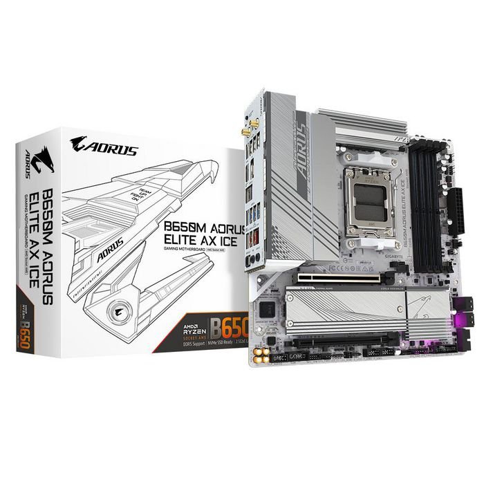 Gigabyte B650M AORUS ELITE AX ICE – Scheda Madre micro-ATX AM5 per Ryzen 7000/8000/9000, DDR5 fino a 256GB 8000MHz, PCIe 5.0 M.2, LAN 2.5GbE, Wi-Fi 6E, Bluetooth 5.3, Audio 7.1* - immagine 4