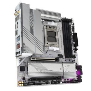 Gigabyte B650M AORUS ELITE AX ICE – Scheda Madre Micro-ATX AM5 con DDR5 fino a 8000MHz, PCIe 5.0, Wi-Fi 6E, LAN 2.5Gb, USB 3.2 Gen 2x2 e doppio M.2
