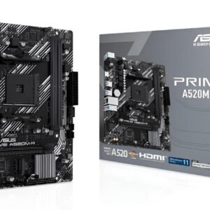 Scheda madre Asus AMD A520 micro ATX con socket AM4, compatibile Ryzen 3000 e 5000, DDR4 fino a 64GB, HDMI 2.1, M.2 PCIe, LAN Gigabit