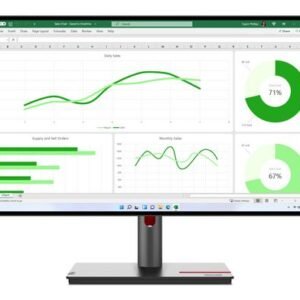 Monitor Lenovo 27" IPS QHD 2560x1440, HDR10, 350cd/m², 6ms, sRGB 99%, USB Hub, HDMI, DisplayPort, VESA 100x100, Regolabile, Pivot, TÜV Eye Comfort, Energy Star, Classe Energetica F