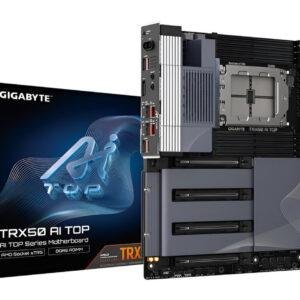 Scheda madre Gigabyte TRX50 AI TOP Extended ATX socket sTR5 per AMD Ryzen Threadripper 7000 con DDR5 ECC, PCIe 5.0, Wi-Fi 7, Bluetooth 5.3 e LAN 10GbE