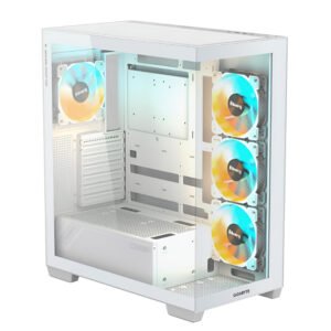 CABINET Gigabyte Mid Tower White, ATX Gaming Premium con Vetro Temperato 270° e ARGB Hub
